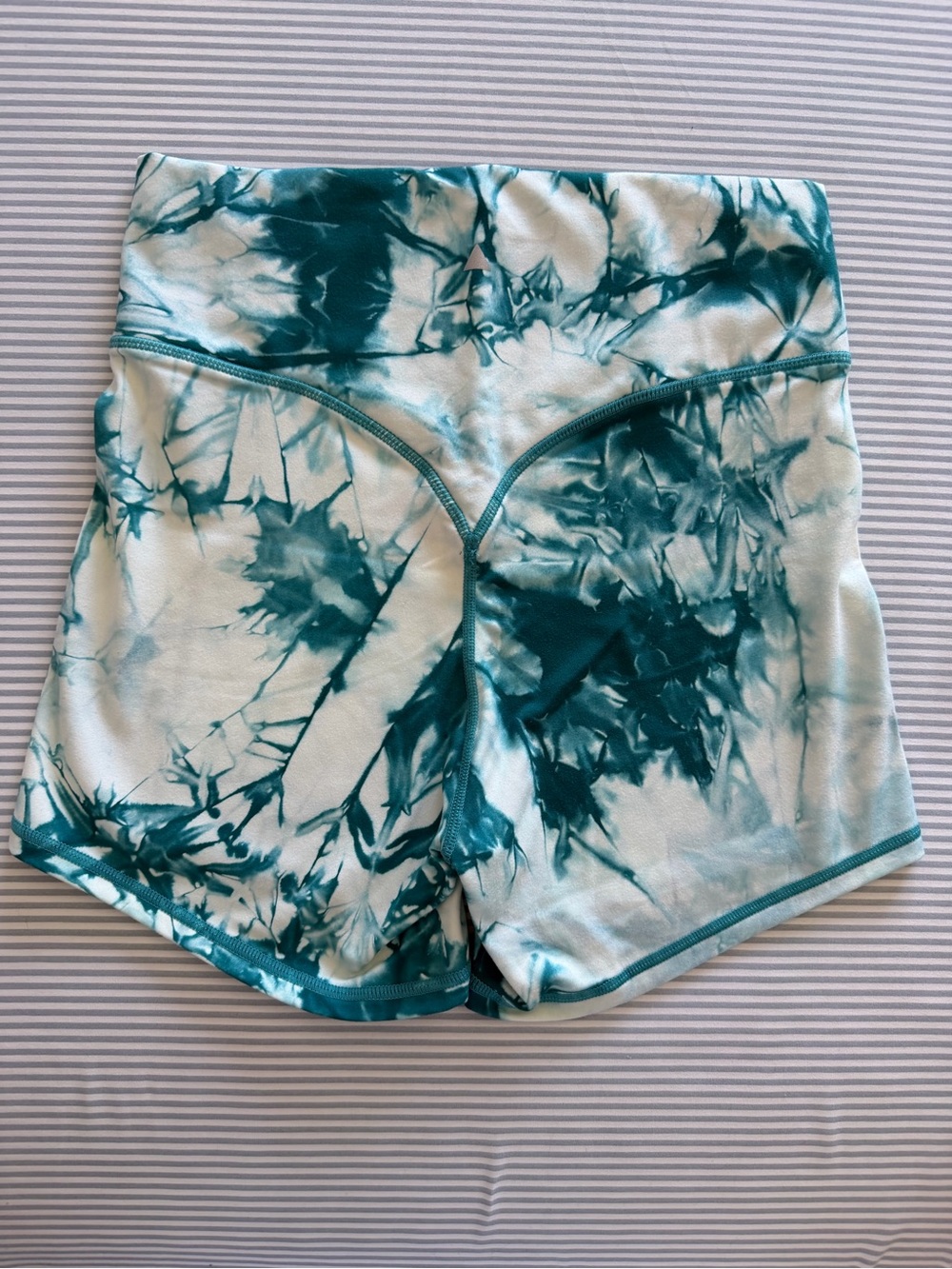 High-Waist Tie-Dye Athletic Shorts in Teal